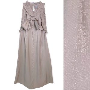 Aryn K. | NWOT Sleeveless Blouse Tie Ruffle Neck Dove Gray Glimmer S